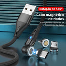 Cabo Magnético Rotativo 3 em 1 USB 540° para Carga Rápida