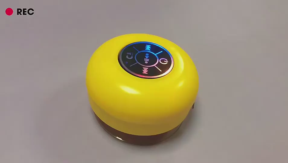 Alto-Falante Bluetooth Portátil LED IPX4 com Ventosa
